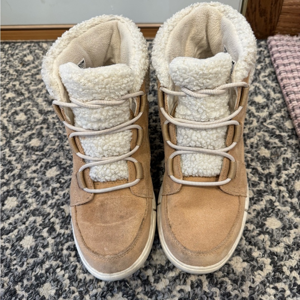 Sorel Cream and Tan High-Top Sneakers